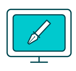 drawing of a computer monitor with a pen